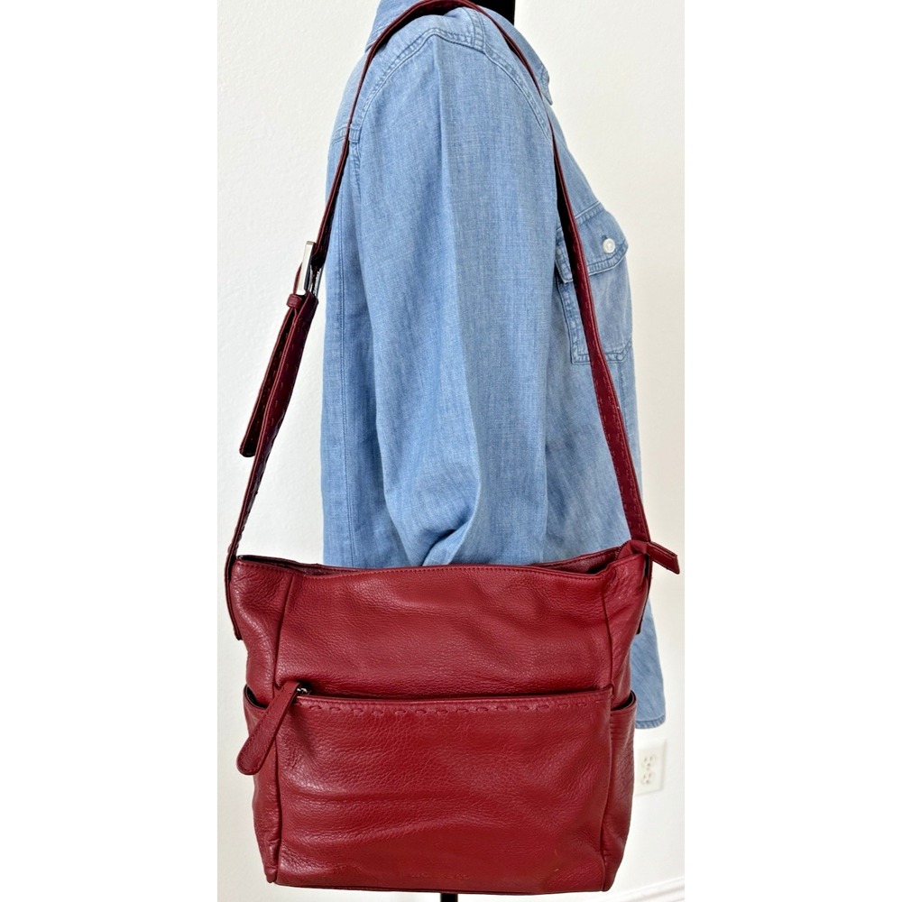 Stone‎ & Co Red Burgundy Soft Leather Leather Shoulder Bag